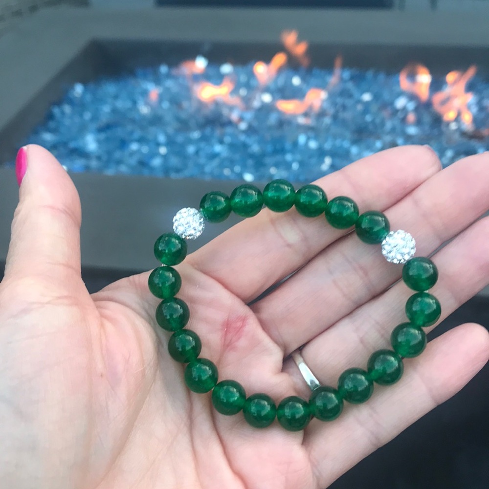 Natural Green Malay jade beads bracelet